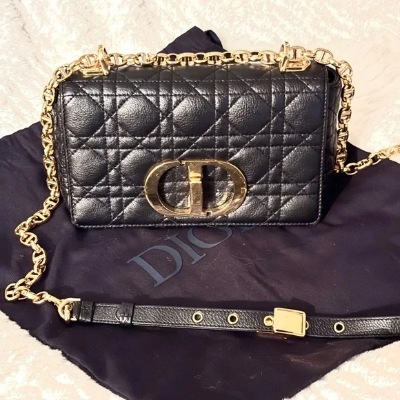 Dior Black Quilted Crossbody Bag with Gold Chain - Picture 2 of 9